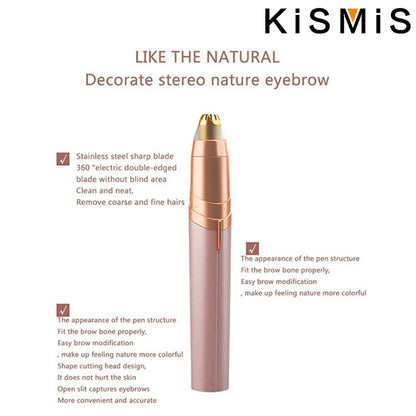 KISMIS USB Rechargeable Mini Painless Electric Eyebrow Trimmer Facial Hair Removal Shaver Epilator Pen Kit for Women Leedoar