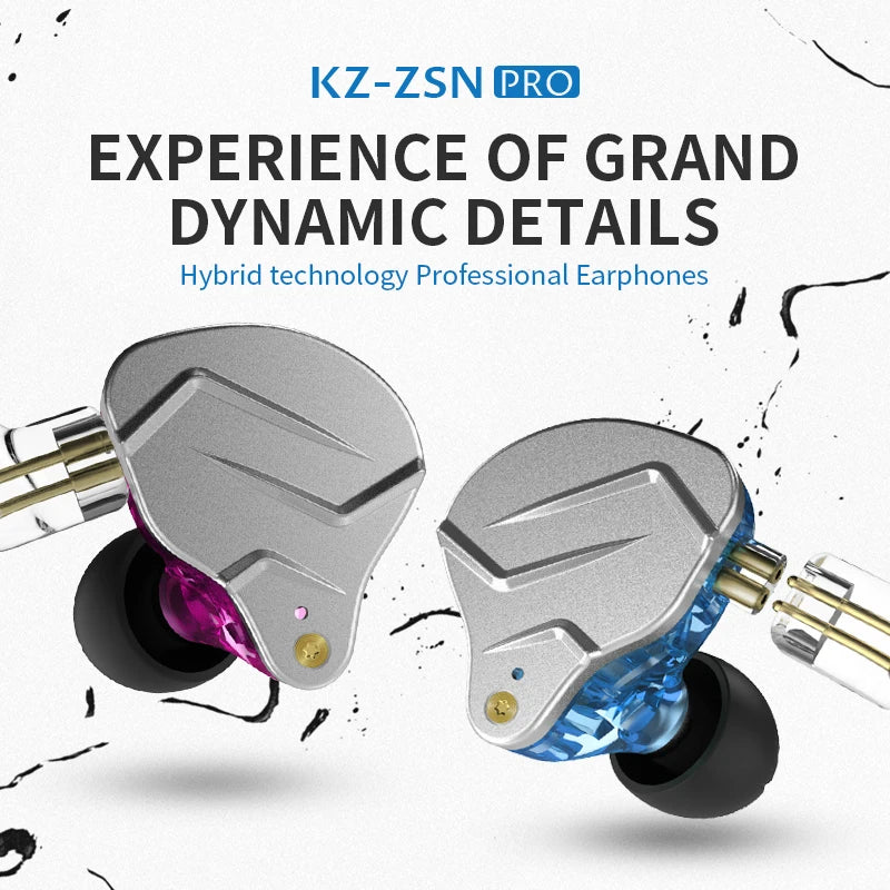 Auriculares intrauditivos deportivos HIFI con tecnología híbrida KZ ZSN PRO 1BA+1DD con cancelación de ruido y graves ZSX ZSN PRO X ZSTX 