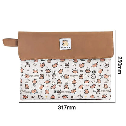 Kapibala File Bag Student Stationery Bag Cartoon High Appearance Large Capacity Zipper Storage Bag Leedoar