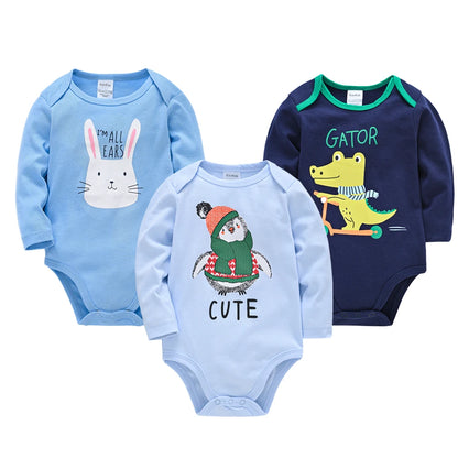 Kavkas Baby Boys Girls Bodysuit 3 PCS Long Sleeve 100% Cotton Baby Clothes 0-12 Months Newborn Body Bebe Jumpsuit Clothing Leedoar