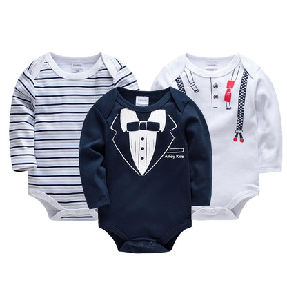 Kavkas Baby Boys Girls Bodysuit 3 PCS Long Sleeve 100% Cotton Baby Clothes 0-12 Months Newborn Body Bebe Jumpsuit Clothing Leedoar