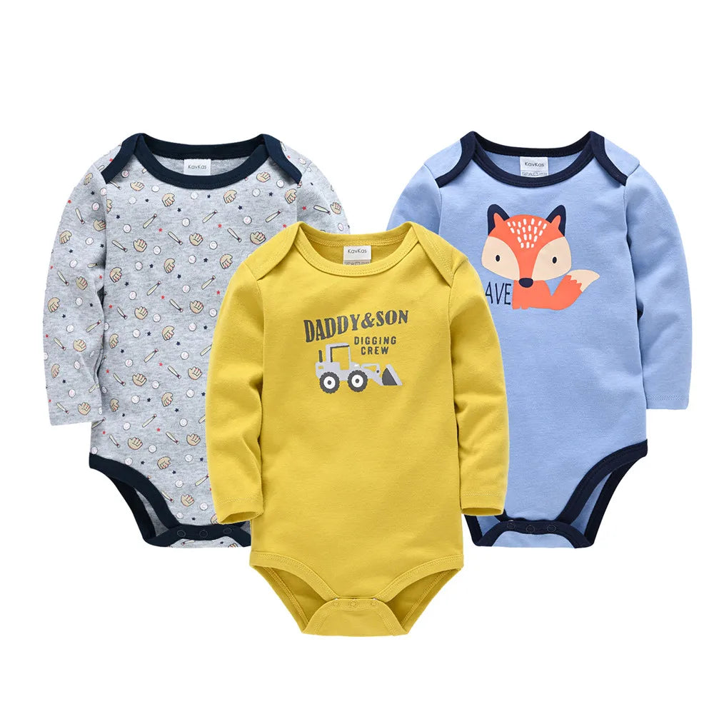 Kavkas Fashion Baby Boys Clothes Set 3 6 pcs/set Cotton Soft Long Sleeve Autumn Boy Girls Bodysuit Newborn Toddler Body bebe Leedoar