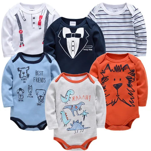 Kavkas Fashion Baby Boys Clothes Set 3 6 pcs/set Cotton Soft Long Sleeve Autumn Boy Girls Bodysuit Newborn Toddler Body bebe Leedoar