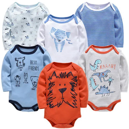 Kavkas Fashion Baby Boys Clothes Set 3 6 pcs/set Cotton Soft Long Sleeve Autumn Boy Girls Bodysuit Newborn Toddler Body bebe Leedoar