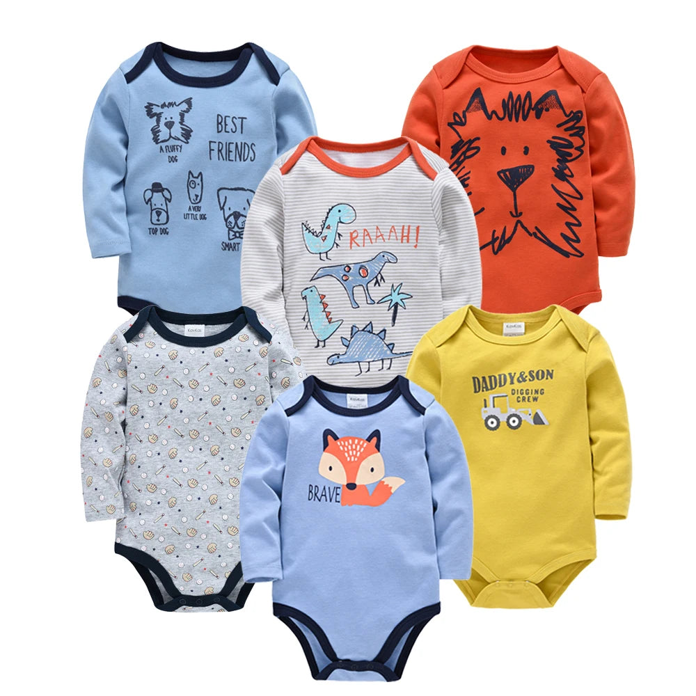 Kavkas Fashion Baby Boys Clothes Set 3 6 pcs/set Cotton Soft Long Sleeve Autumn Boy Girls Bodysuit Newborn Toddler Body bebe Leedoar