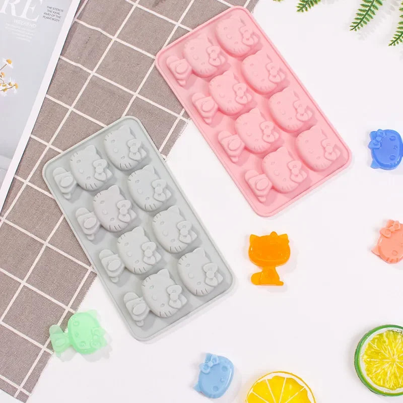 Kawaii Hello Kitty Ice Tray Silicone Mold Sanrio Cute Kuromi DIY Chocolate Biscuit Mold Baking Tool    My Melody Candy Mold Gift Leedoar