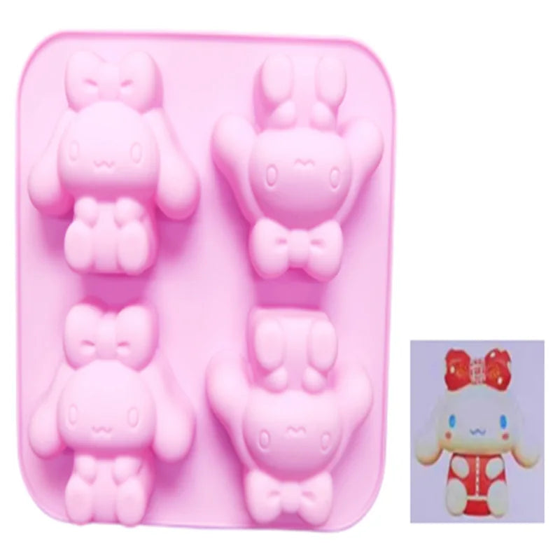 Kawaii Hello Kitty Ice Tray Silicone Mold Sanrio Cute Kuromi DIY Chocolate Biscuit Mold Baking Tool    My Melody Candy Mold Gift Leedoar