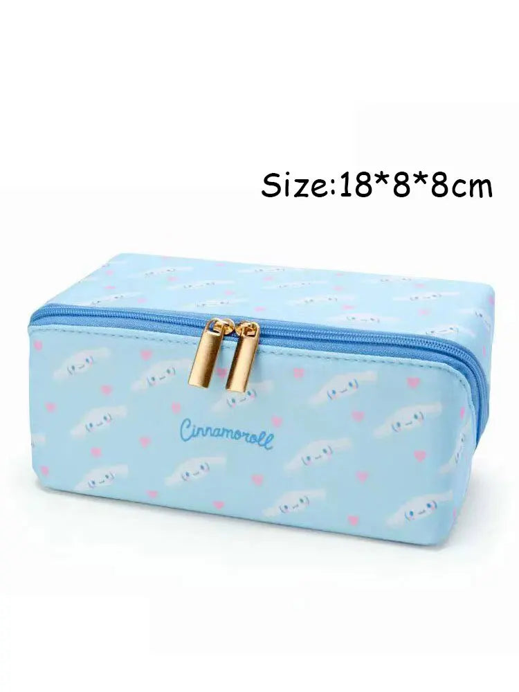 Estuche para lápices de gran capacidad Kawaii Sanrio Cinnamoroll, bolsa de almacenamiento de papelería con dibujos animados de Anime Kuromi My Melody, bolsa de cosméticos para estudiantes 