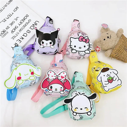 Kawaii Sanrio Hello Kitty Bolsa de Peito Bolsas Transversais Kuromi My Melody Cinnamoroll Bolsa de Ombro Messenger para Mulheres Brinquedos Meninas 