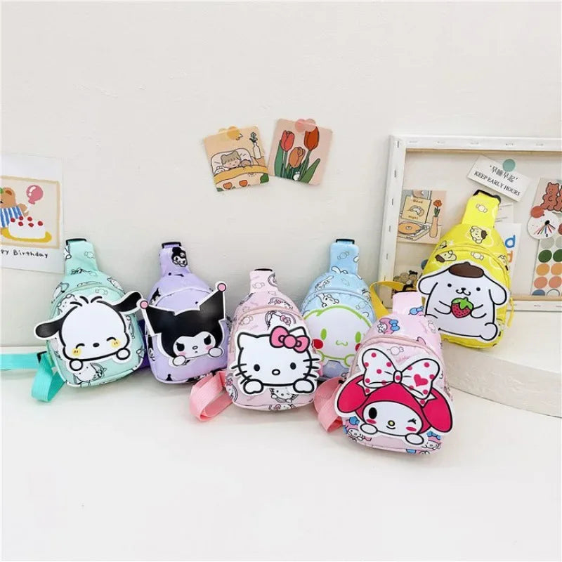 Kawaii Sanrio Hello Kitty Bolsa de Peito Bolsas Transversais Kuromi My Melody Cinnamoroll Bolsa de Ombro Messenger para Mulheres Brinquedos Meninas 