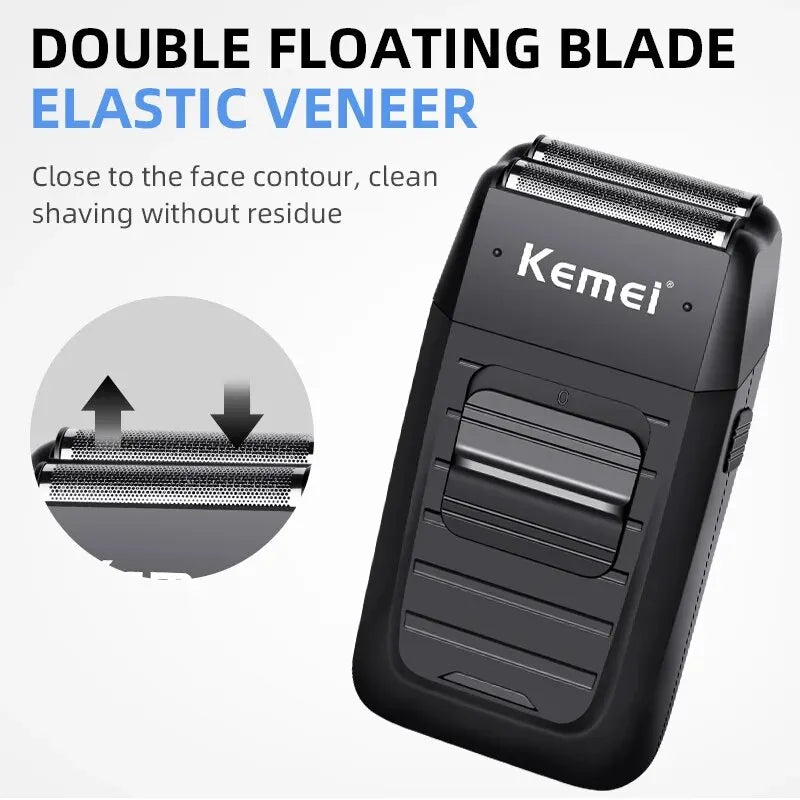 Kemei-1102 Rechargeable Cordless Shaver for Men Twin Blade Reciprocating Beard Razor Face Care Multifunction Strong Trimmer Leedoar