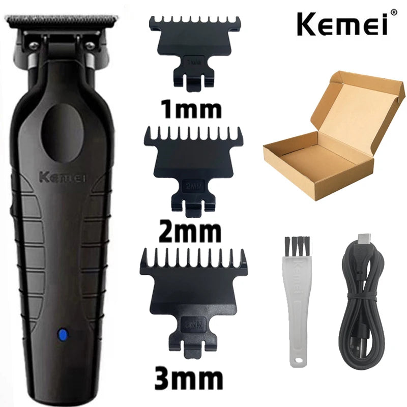 Kemei 2299 Barber Cordless Hair Trimmer 0mm Zero Gapped Carving Clipper Detailer Professional Electric Finish Cutting Machine Leedoar