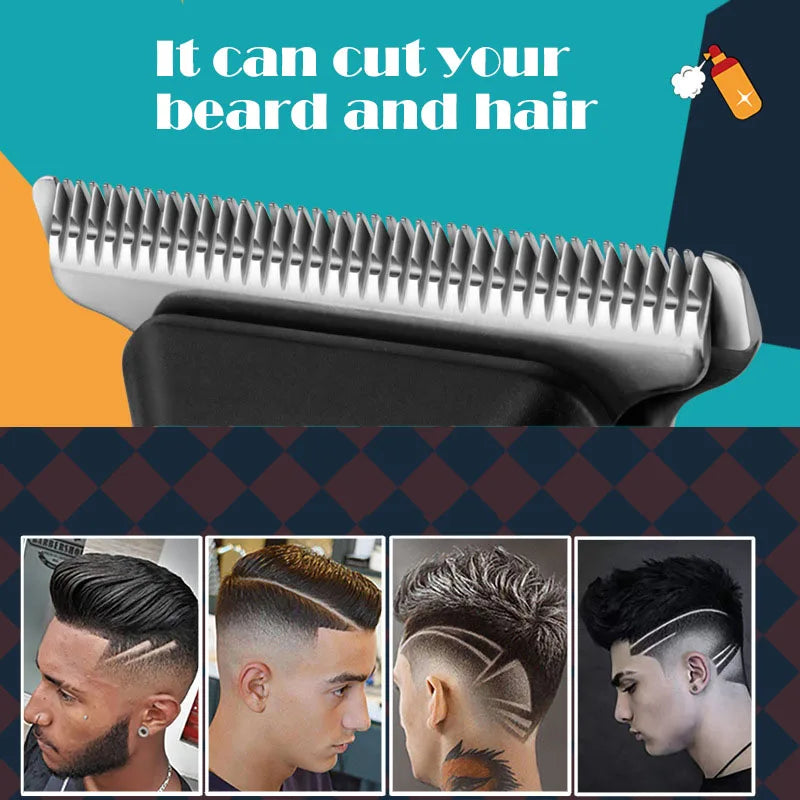 Kemei-5090 Hair Trimmers with Digital Display, Professional Barber Pusher for Men, Random Graffiti Pattern Hair Clipper Electric Leedoar