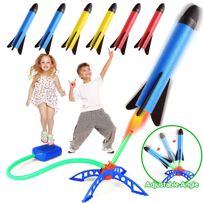 Kid Air Rocket Foot Pump Launcher Outdoor Air Pressed Stomp Soaring Rocket Toys Child Play Set Jump Sport Games Toys For Childre Leedoar