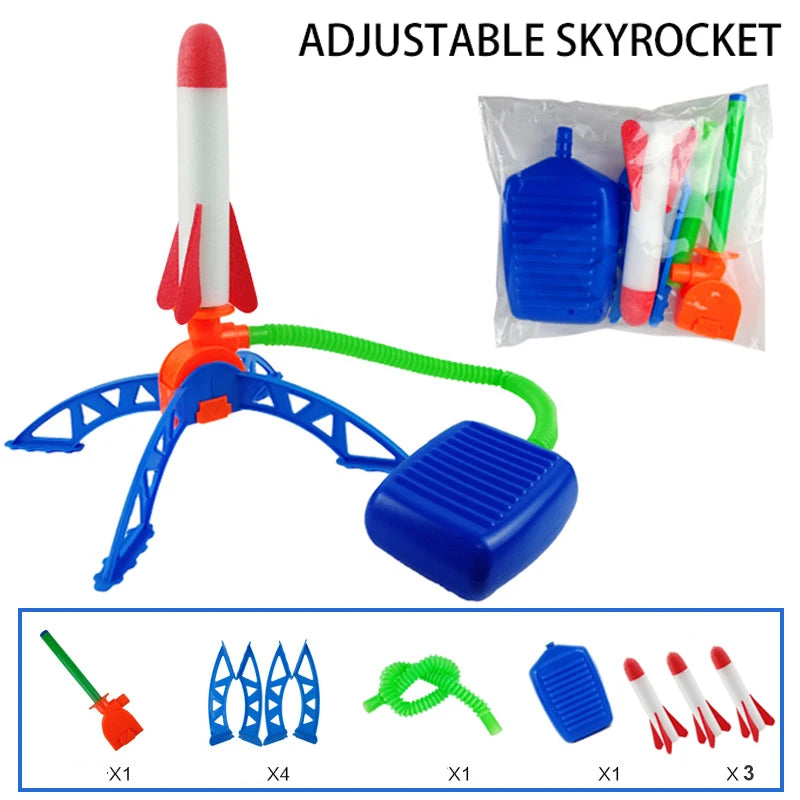 Kid Air Rocket Foot Pump Launcher Outdoor Air Pressed Stomp Soaring Rocket Toys Child Play Set Jump Sport Games Toys For Childre Leedoar