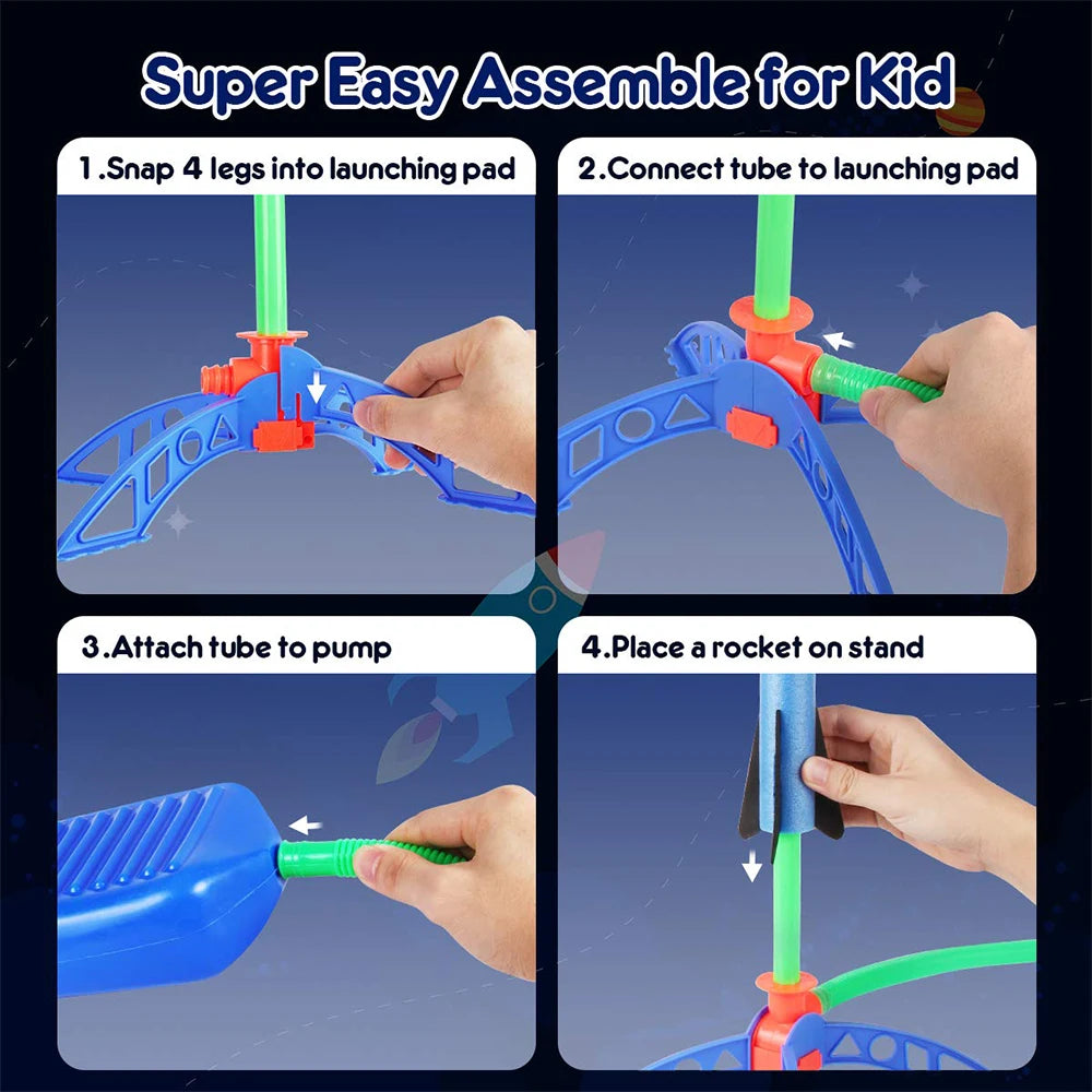 Kid Air Rocket Foot Pump Launcher Outdoor Air Pressed Stomp Soaring Rocket Toys Child Play Set Jump Sport Games Toys For Childre Leedoar