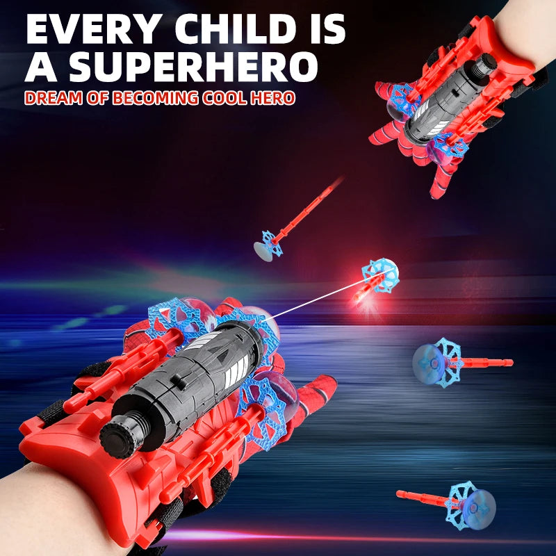 Kid Toy Soft Bullets With Suction Cups Launcher Movie Hero Spider Cosplay Wrist Toy Halloween Gift Ejection Toy Glove Boy Leedoar