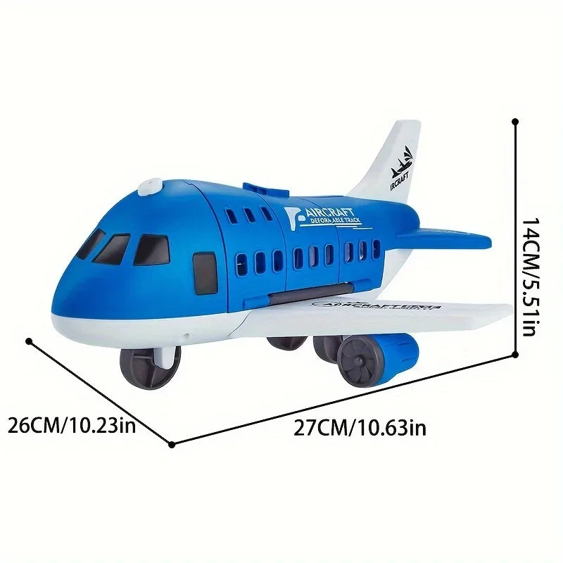 Kid airplane play set boys airliner model toys Inertial track friction with 6 Road Signs Random 3 Cars 1 Helicopter toy children Leedoar