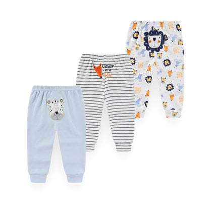 Kiddiezoom 3 Pcs/Lot  Four Seasons Fashion Cartoon Unisex 100%Cotton Baby Boy Girl Pants Soft Infant Trousers Leedoar