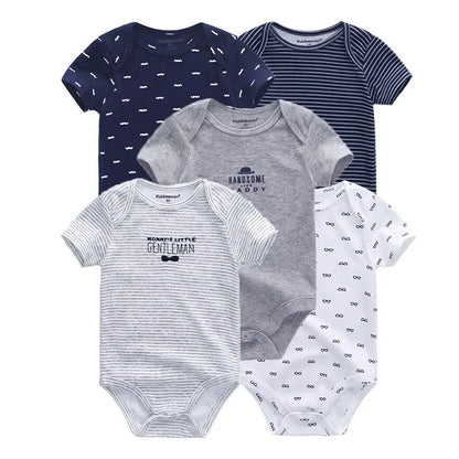 Kiddiezoom 5 Pcs/Lot Four Seasons Short Sleeve Cartoon Baby Boy Girl Bodysuits Soft 100%Cotton Newborn Onesies Clothes Leedoar