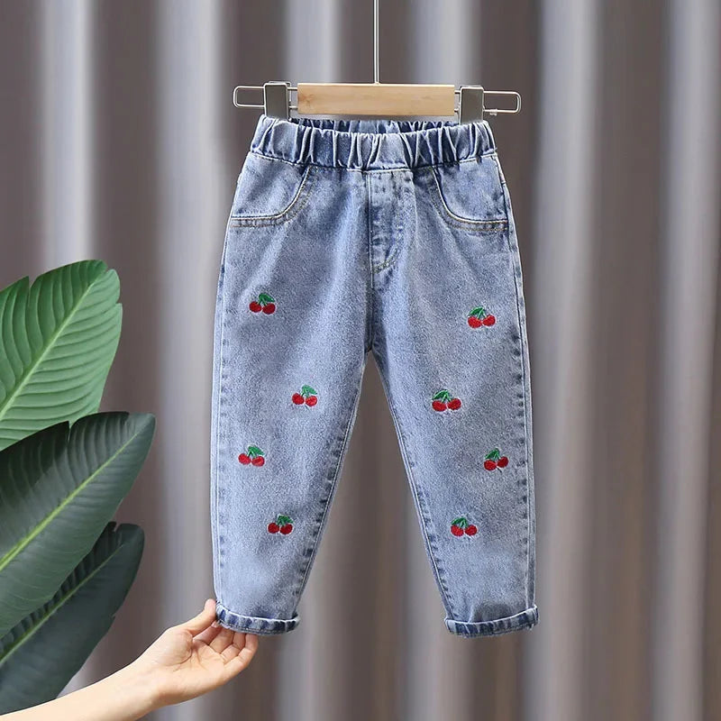 Kids Baby Girls Casual Clothes Jeans Pink Bow Trousers Toddler Infant Denim Clothing Pants Children Bottoms 1 2 3 4 5 6  Years