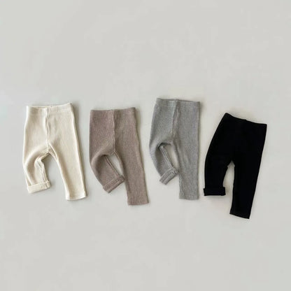 Kids Baby Spring Leggings Girls Skinny Ribbed Pants Toddler Casual Elasticity Simple Render Pants Boys Cotton Trousers Leedoar