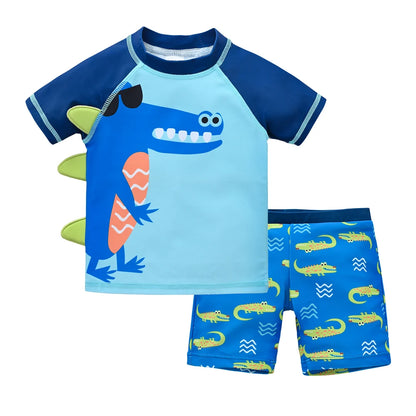 Kids Boy Swimsuit Cool Print 2 Pcs/lot 1-7 Years Summer Children Board Shorts Children Boys Swimwear Beach Surfing Leedoar