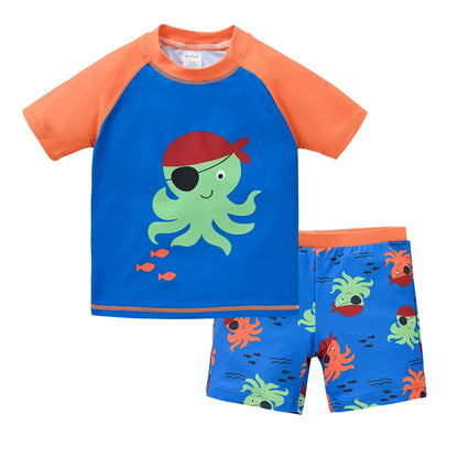 Kids Boy Swimsuit Cool Print 2 Pcs/lot 1-7 Years Summer Children Board Shorts Children Boys Swimwear Beach Surfing Leedoar