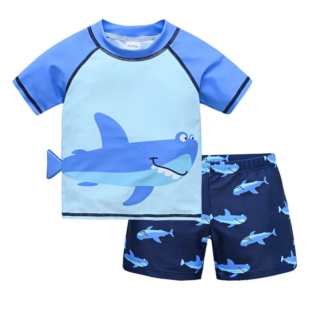 Kids Boy Swimsuit Cool Print 2 Pcs/lot 1-7 Years Summer Children Board Shorts Children Boys Swimwear Beach Surfing Leedoar