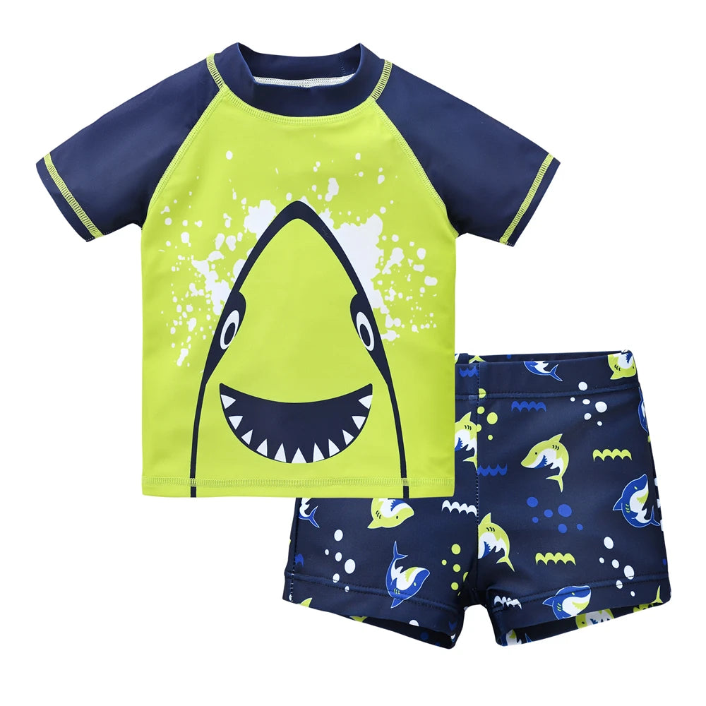 Kids Boy Swimsuit Cool Print 2 Pcs/lot 1-7 Years Summer Children Board Shorts Children Boys Swimwear Beach Surfing Leedoar