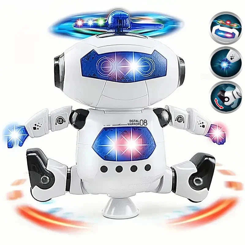 Kids Dancing Robot Toy With Music LED Ligh Electronic Space Walking Rotating Robot Fun Toy For Toddlers Boys Girls Birthday Gift Leedoar