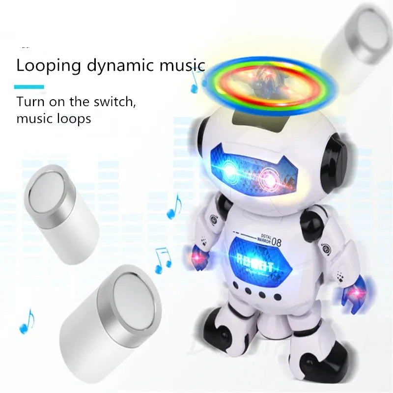 Kids Dancing Robot Toy With Music LED Ligh Electronic Space Walking Rotating Robot Fun Toy For Toddlers Boys Girls Birthday Gift Leedoar