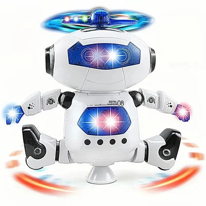 Kids Dancing Robot Toy With Music LED Ligh Electronic Space Walking Rotating Robot Fun Toy For Toddlers Boys Girls Birthday Gift Leedoar