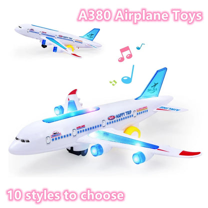 Kids Electronic Aeroplane Toy with Music Autopilot Rotation Flash Sound Plane Tank Helicopter Educational Toy Gift for Children Leedoar