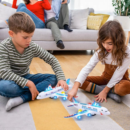 Kids Electronic Aeroplane Toy with Music Autopilot Rotation Flash Sound Plane Tank Helicopter Educational Toy Gift for Children Leedoar