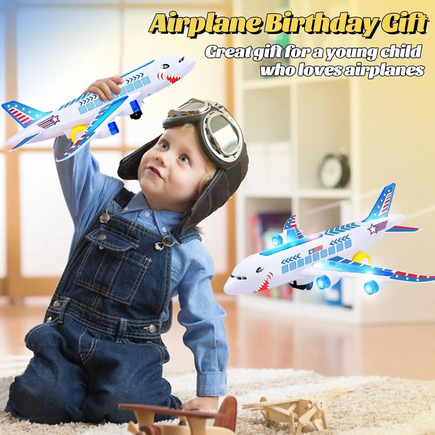 Kids Electronic Aeroplane Toy with Music Autopilot Rotation Flash Sound Plane Tank Helicopter Educational Toy Gift for Children Leedoar