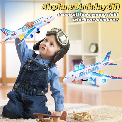 Kids Electronic Aeroplane Toy with Music Autopilot Rotation Flash Sound Plane Tank Helicopter Educational Toy Gift for Children Leedoar