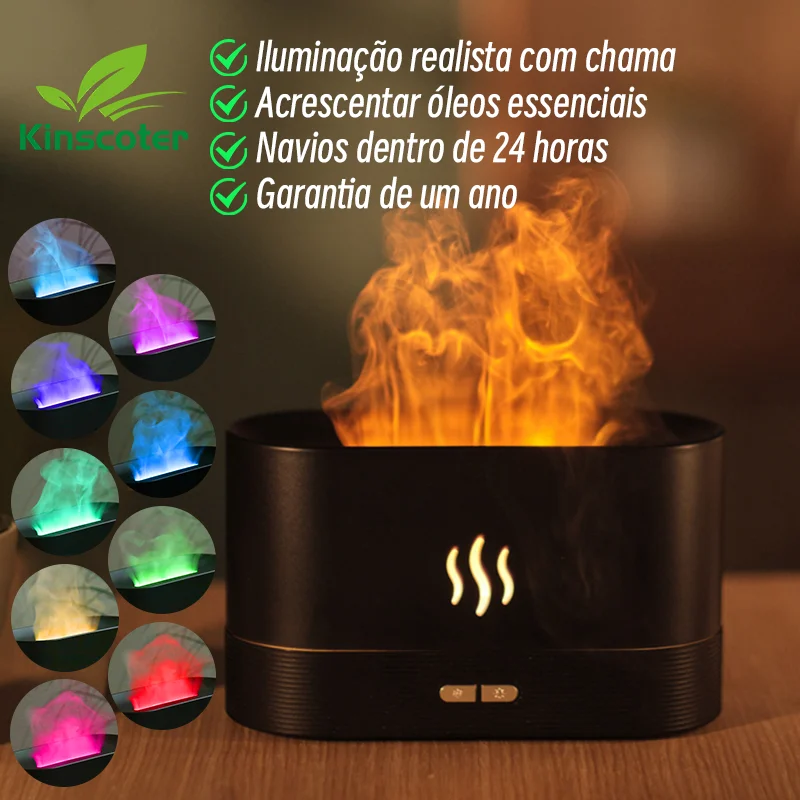 Kinscoter Aroma Diffuser Air Humidifier Ultrasonic Cool Mist Maker Fogger Led Essential Oil Flame Lamp Difusor Leedoar