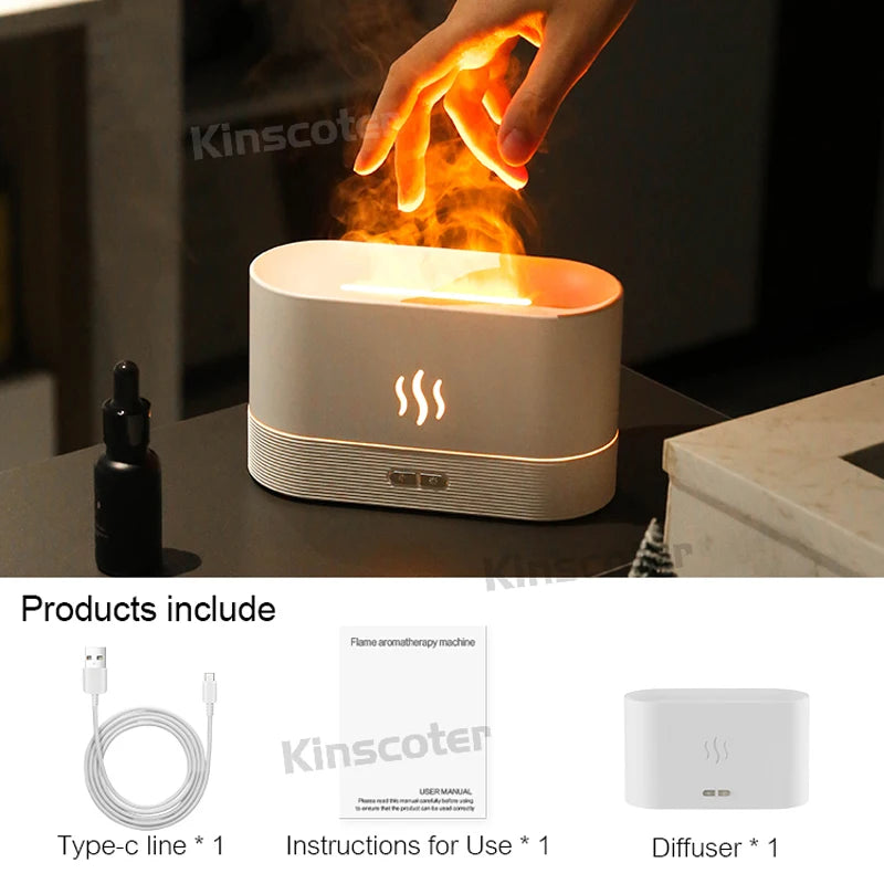 Kinscoter Aroma Diffuser Air Humidifier Ultrasonic Cool Mist Maker Fogger Led Essential Oil Flame Lamp Difusor Leedoar