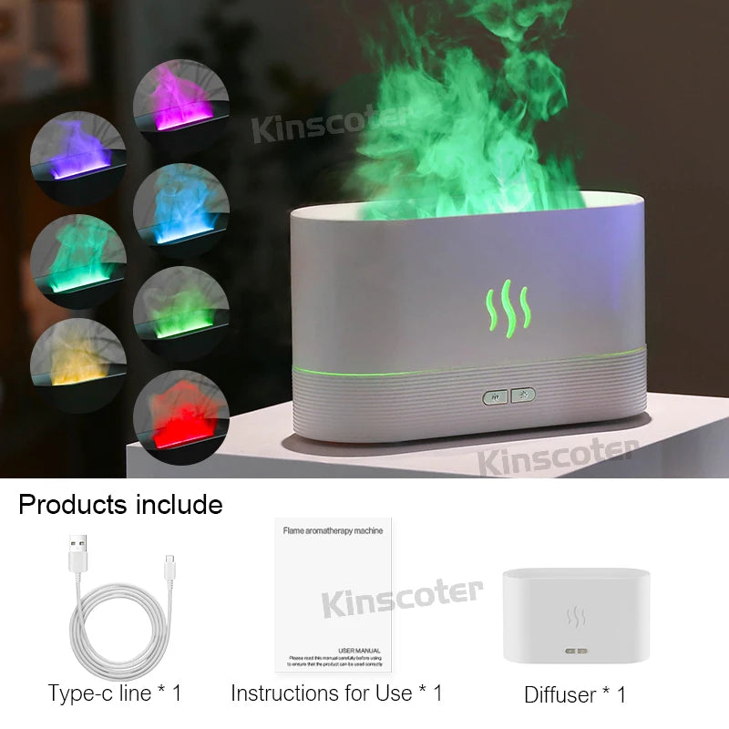 Kinscoter Aroma Diffuser Air Humidifier Ultrasonic Cool Mist Maker Fogger Led Essential Oil Flame Lamp Difusor Leedoar