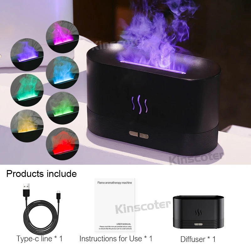 Kinscoter Aroma Diffuser Air Humidifier Ultrasonic Cool Mist Maker Fogger Led Essential Oil Flame Lamp Difusor Leedoar