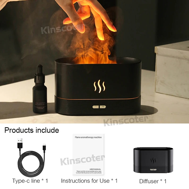 Kinscoter Aroma Diffuser Air Humidifier Ultrasonic Cool Mist Maker Fogger Led Essential Oil Flame Lamp Difusor Leedoar