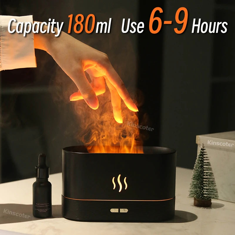 Kinscoter Aroma Diffuser Air Humidifier Ultrasonic Cool Mist Maker Fogger Led Essential Oil Flame Lamp Difusor Leedoar