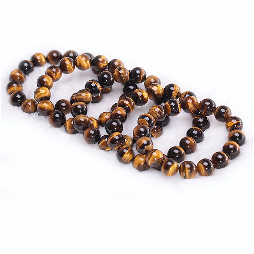 Kirykle Fashion Tiger Eye Bangles Men 4-12mm Natural Energy Stone Beads Reiki Healing Bracelets for Women Jewelry Pulseras Gifts Leedoar