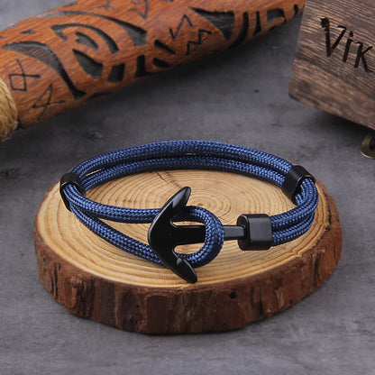 Kirykle Hot Sale Couple Bracelets Fashion Alloy Anchor Bracelets Bangles Braided Polyester Rope Bracelets For Women Men Gifts Leedoar