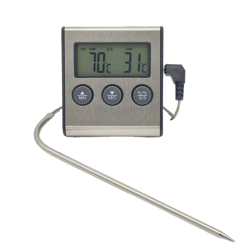 Kitchen Digital Cooking Thermometer Meat Food Temperature for Oven BBQ Grill Timer Function with Probe Heat Meter for Cooking Leedoar