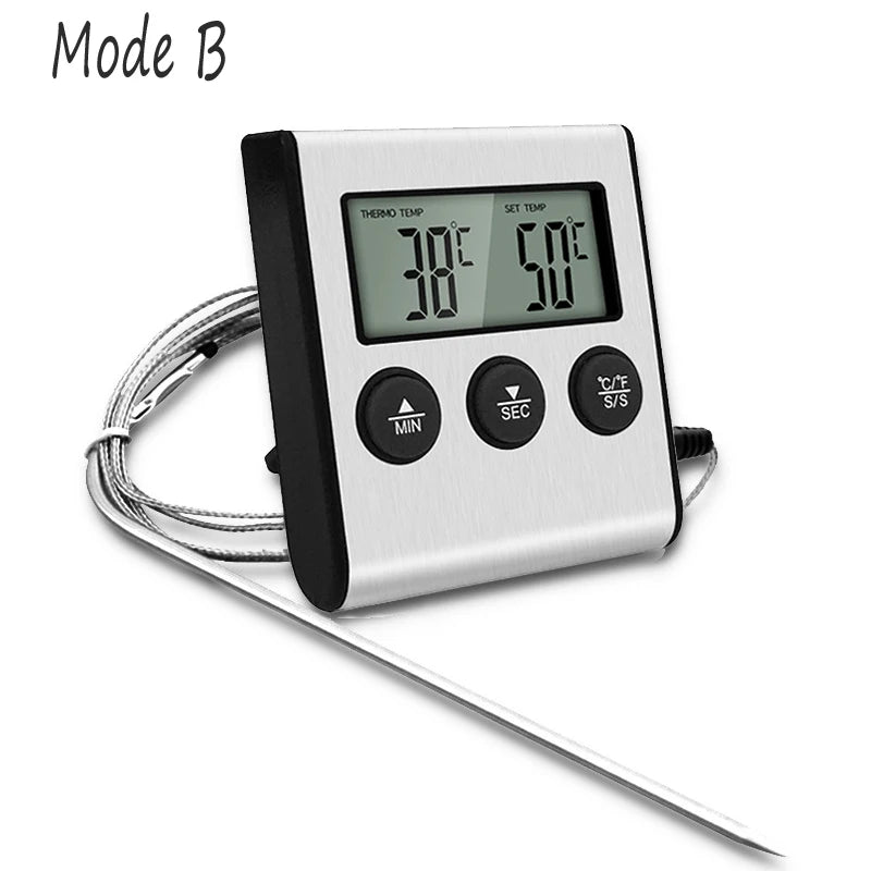 Kitchen Digital Cooking Thermometer Meat Food Temperature for Oven BBQ Grill Timer Function with Probe Heat Meter for Cooking Leedoar