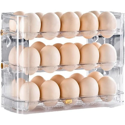 Kitchen Large Capacity Egg Fridge Storage Box Refrigerator Side Door Three-layer Multi-functional Automatic Bounce Egg Storage Leedoar