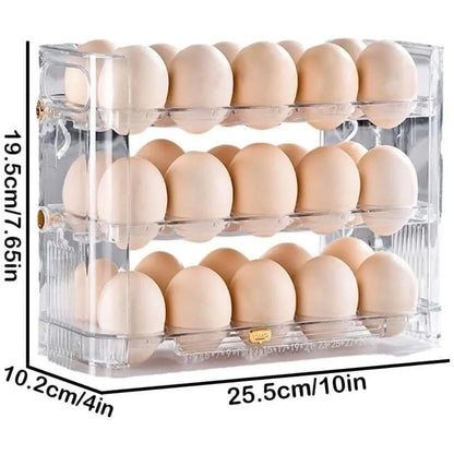 Kitchen Large Capacity Egg Fridge Storage Box Refrigerator Side Door Three-layer Multi-functional Automatic Bounce Egg Storage Leedoar