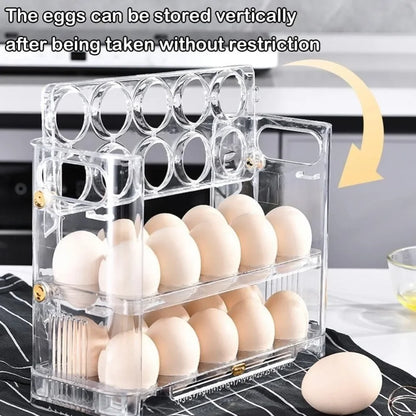 Kitchen Large Capacity Egg Fridge Storage Box Refrigerator Side Door Three-layer Multi-functional Automatic Bounce Egg Storage Leedoar